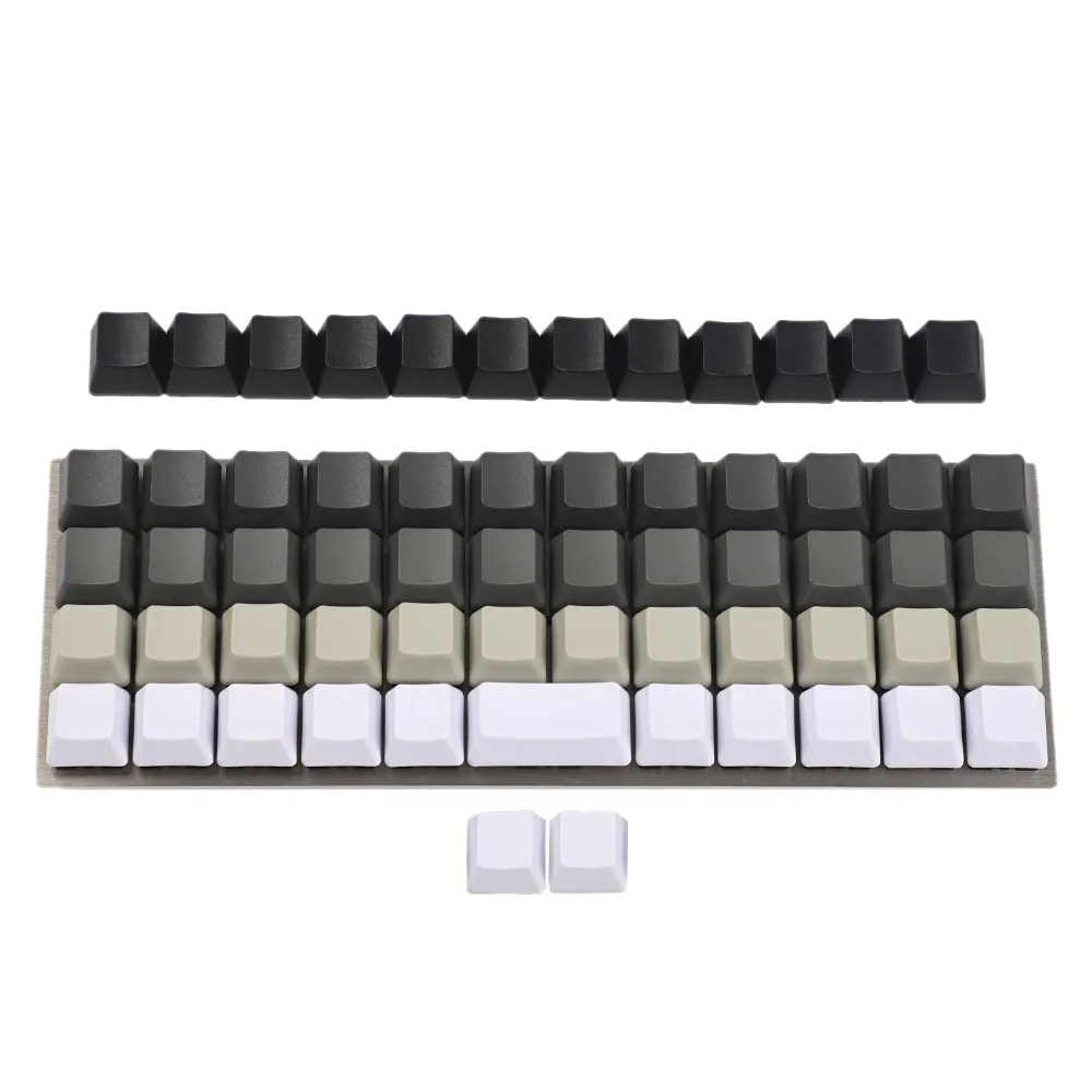 YMDK Planck Niu40 Preonic Keyset White Gray Black Gradient Pure White Laser-Etched OEM Keycap 1.5mm Thickness PBT