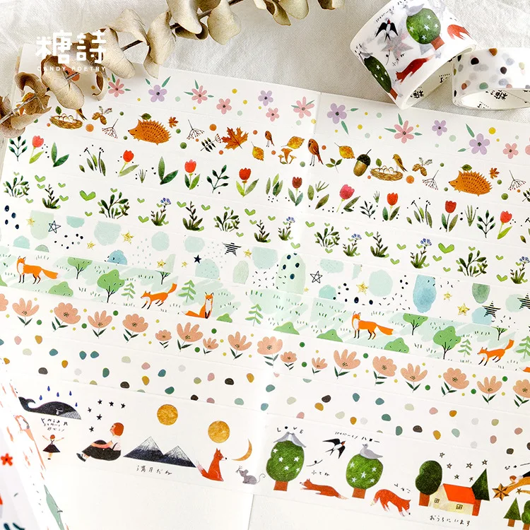 10pcs/pack Maple Forest Animals Washi Tape Diy Scrapbooking Sticker Label Masking School Office Supply Japanese Stationery | Канцтовары