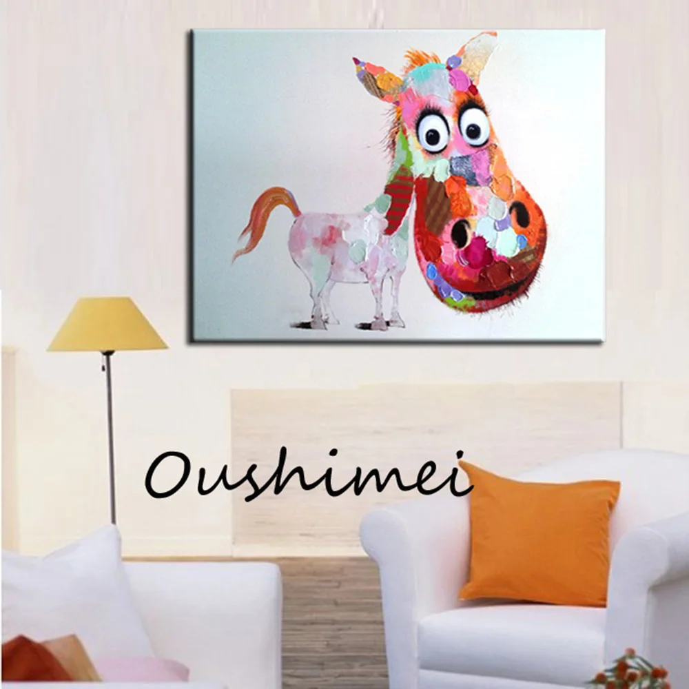 Ручная роспись прекрасный пони стены искусства красота Смешные животные