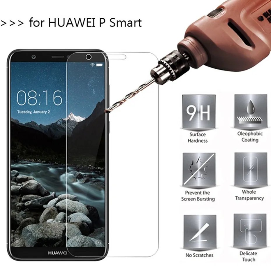 2 шт. 9 H Премиум Закаленное стекло для huawei P Smart экран протектор Enjoy 7 s закаленное