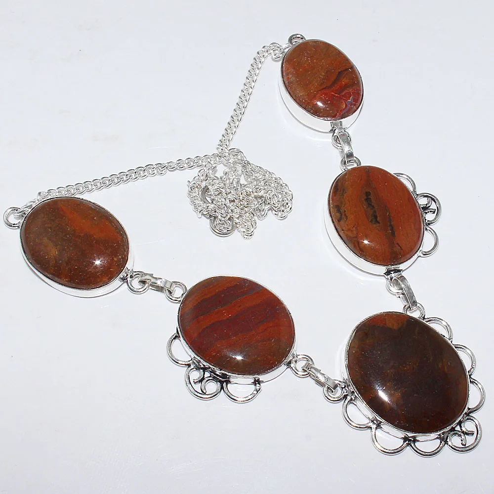 

Jaspers Necklace Silver Overlay over Copper, 52cm, N1635