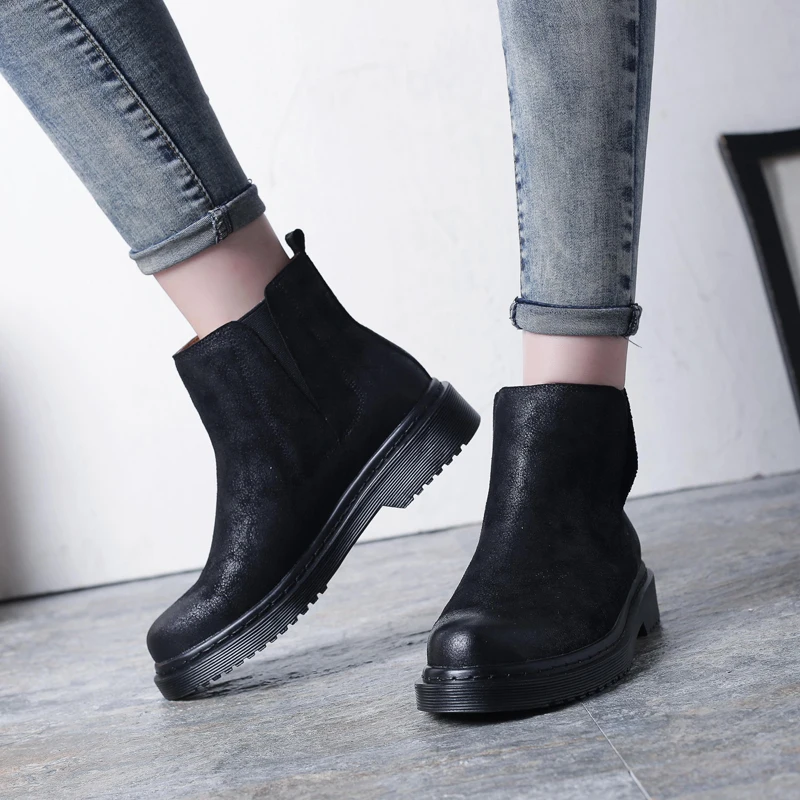 Teahoo/теплые плюшевые женские зимние ботинки Ботинки Челси Женская зимняя обувь на