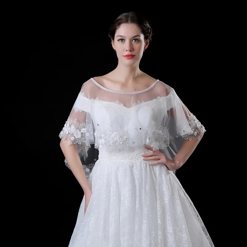 JaneVini/модная свадебная накидка с цветами для невесты Болеро жемчугом и бусинами