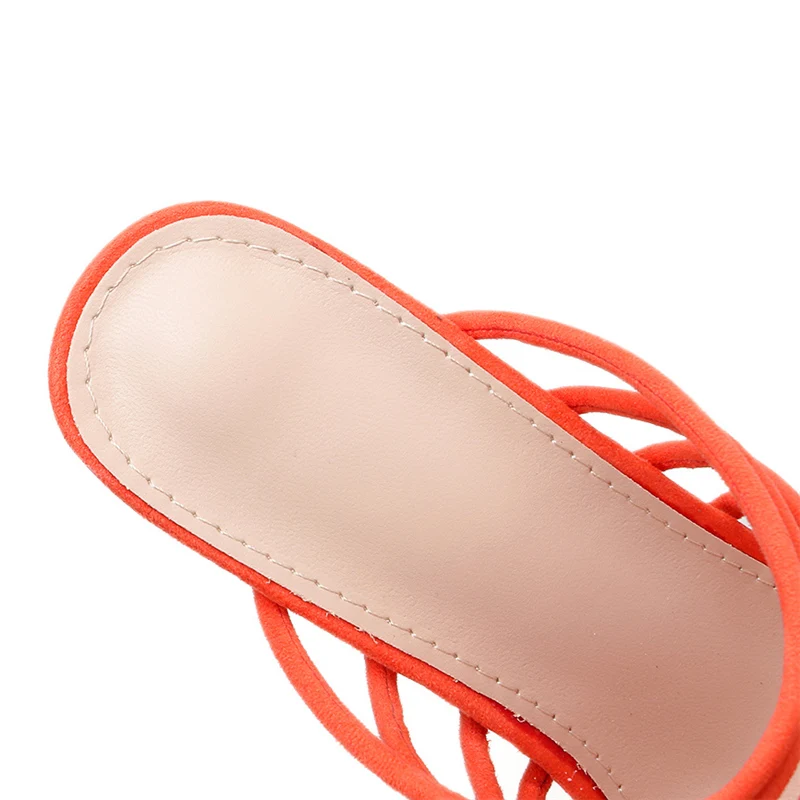 2020 женские шлепанцы на высоком каблуке 11 5 см оранжевые толстом блочном Летние