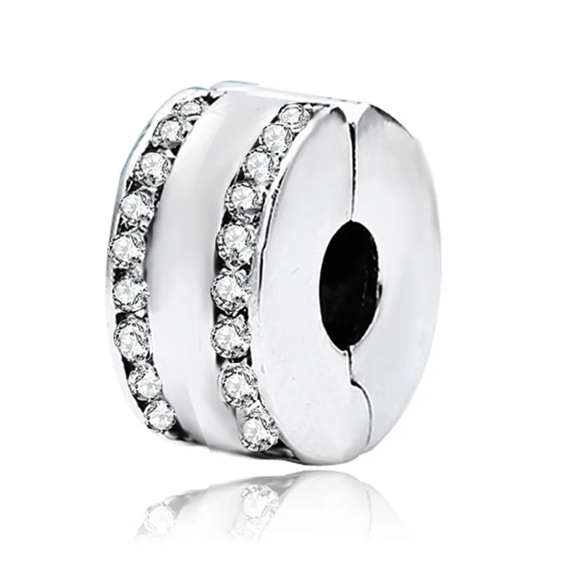 crystal Кристалл зажим Пробка шарик подходит Pandora талисманы Серебро 925 браслет брелок ювелирные изделия для женщин мужчин изготовление - Цвет: crystal