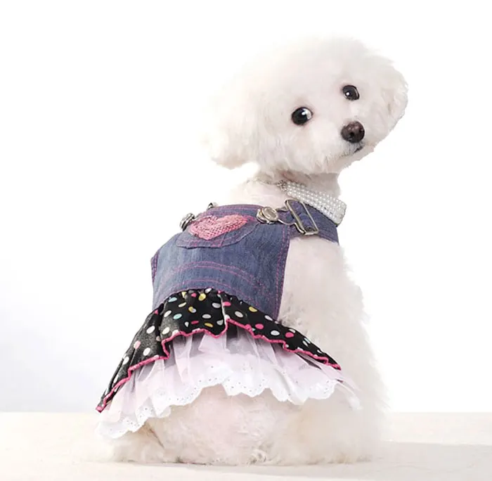 2017 платье принцессы с маленькой собачкой плиссированная многослойная джинсовая