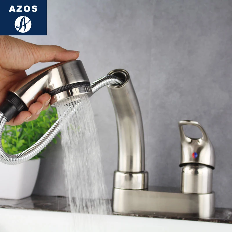 Azos выдвижной кран вращающийся смесительный клапан латунный никелевый матовый