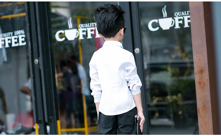 VearDoller Casual Children's Tops Summer Autumn Long Sleeve Cotton Kids Shirts Black White Patchwork Boys Shirts 2-8Years