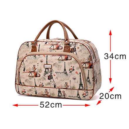 Ретро Европа Печать Путешествия Totes искусственная кожа с Холст Duffle Extra Large Твердые