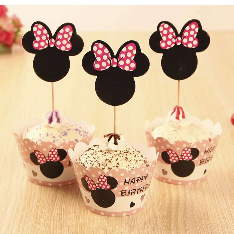 И 24 шт. Прекрасный Микки Маус Фильм кекс ботворезы выбирает украшения рождения