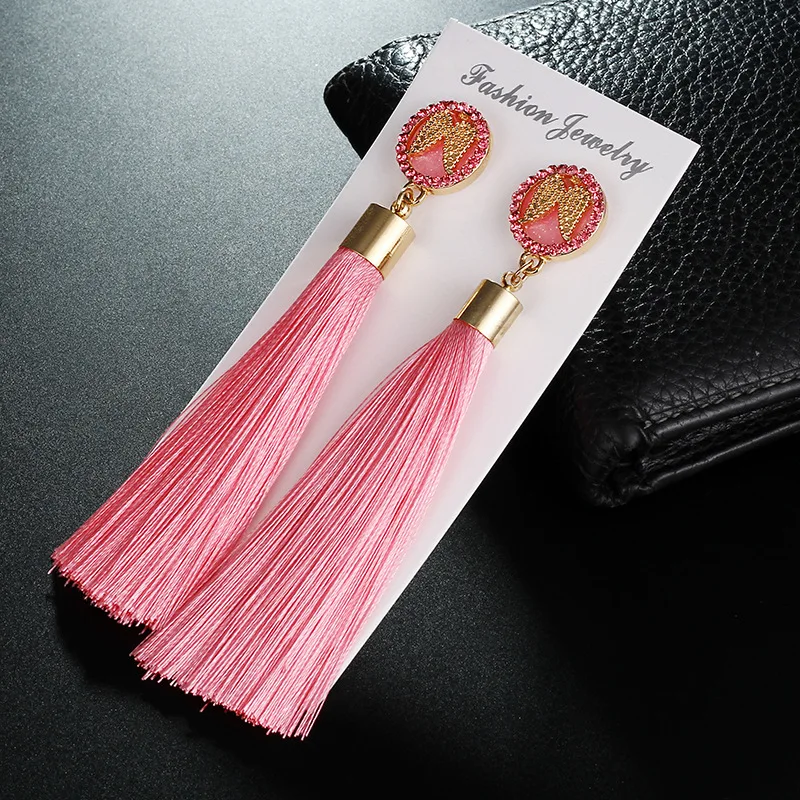 Модные полые солнце кисточкой серьги Boho чешского долго преувеличены перо крыло