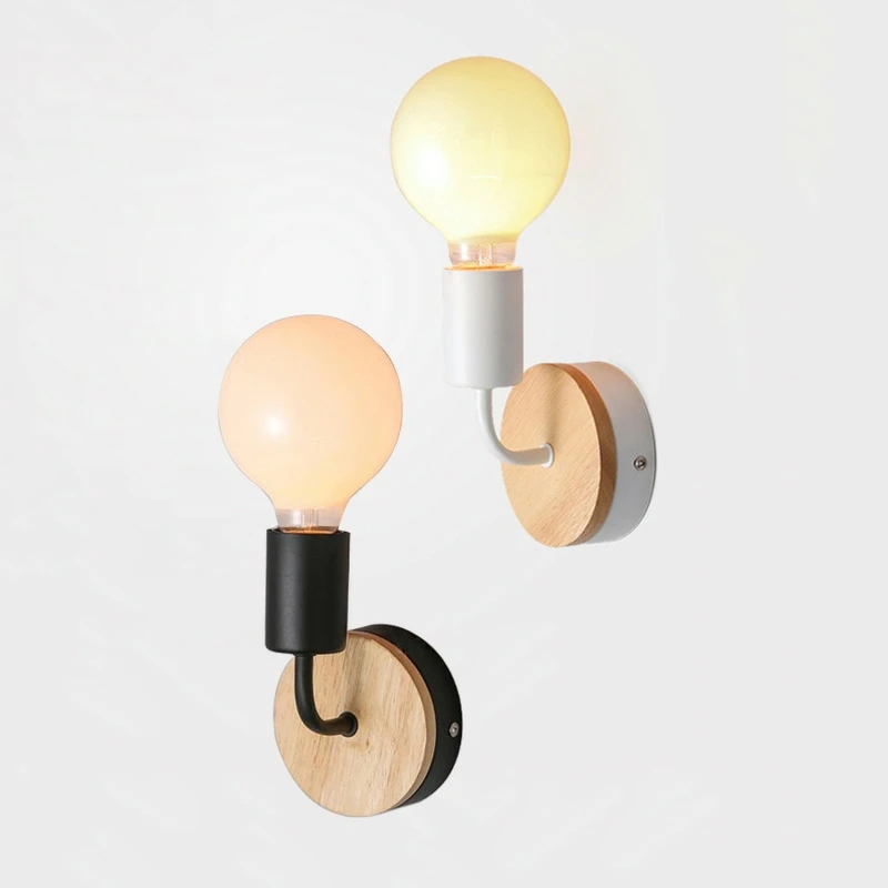 Современный черный белый деревянный настенный светильник прикроватный