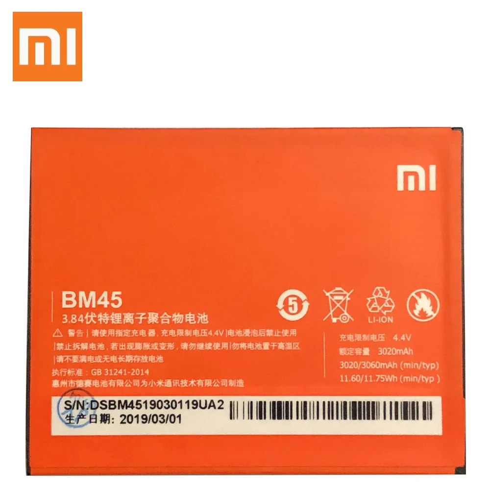 BM45 BM46 BM42 BN41 BN43 оригинальный аккумулятор Xiaomi Redmi Note 4 4X 3 2 Note2 Note3 Note4 сменный