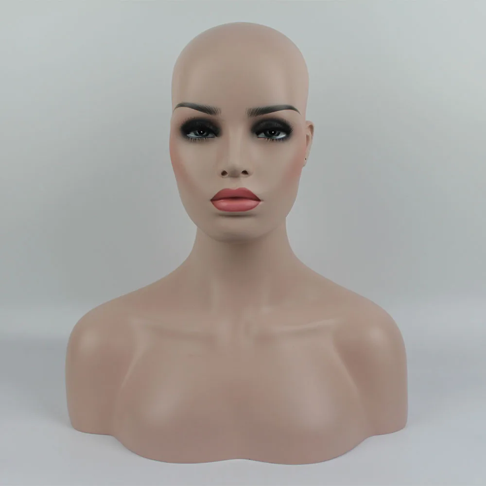 Plus Size Fiberglass Realistic Female Mannequin Manikin Dummy Head Bust For Hat Sunglass Jewelry Wigs Display