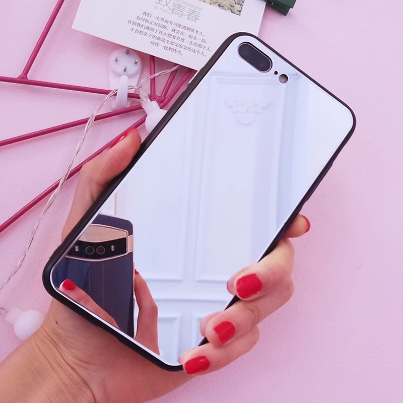 Роскошный HD зеркальный прозрачный стеклянный чехол для телефона Samsung Galaxy S8 S9 S10 Plus