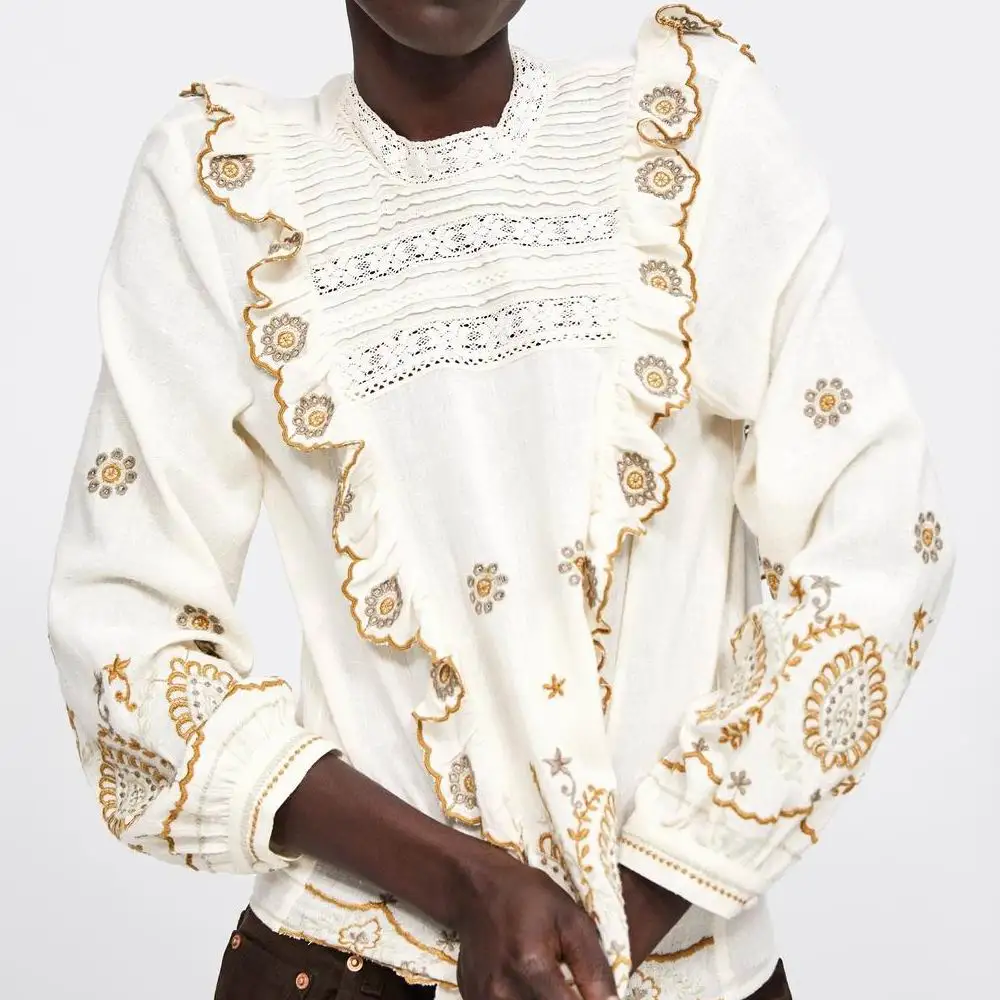 Женская блузка с рукавами-фонариками прозрачная шифоновая 2019 |