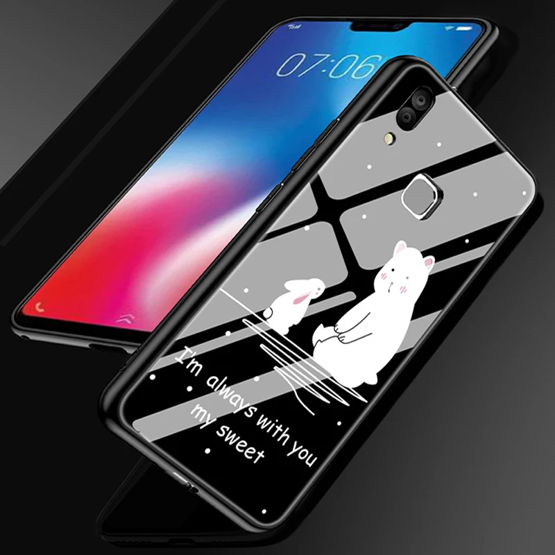 Мода милый мультфильм закаленное Стекло ЧЕХОЛ ДЛЯ vivo Z1i защитных чехлов чехла для