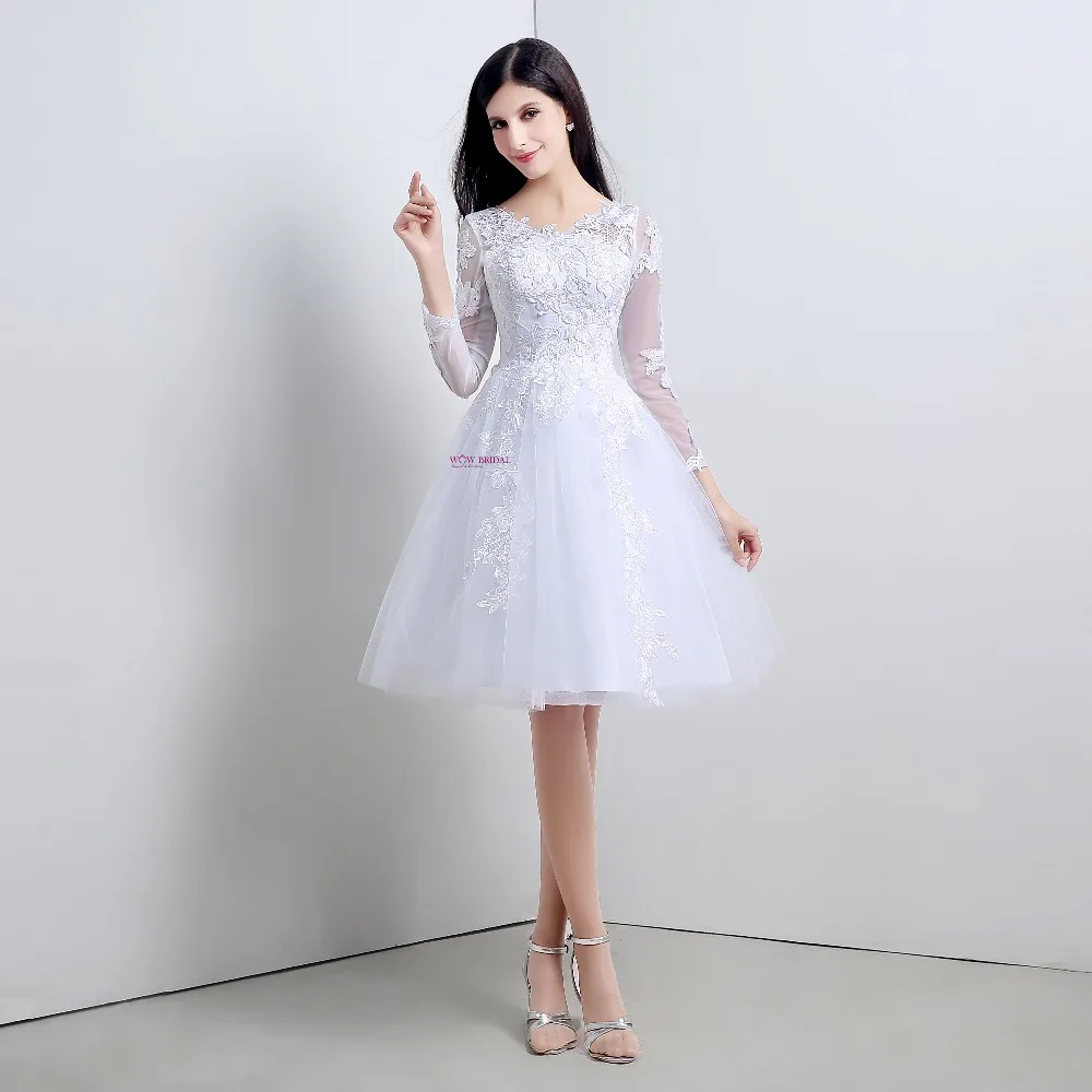 Wowbridal новинка 2021 белое платье с длинным рукавом для встречи выпускников