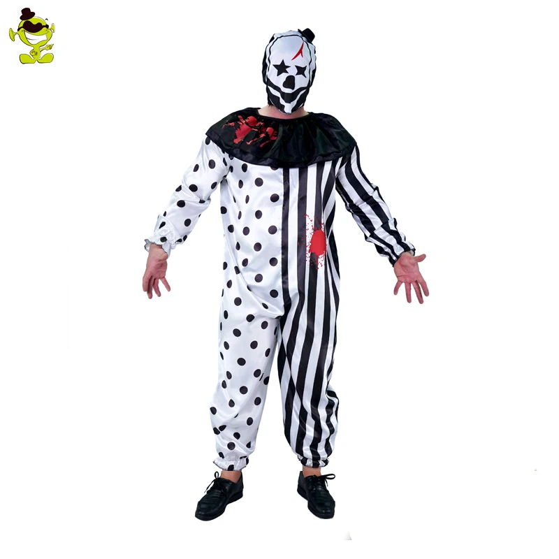 Для мужчин крови клоунские костюмы для праздников размера плюс комбинезон маска