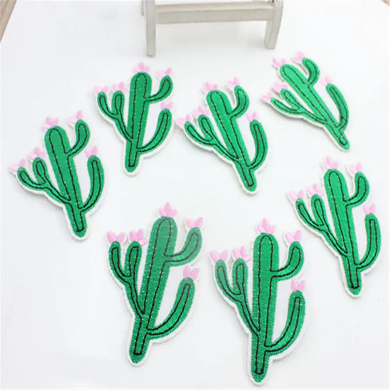 Патчи для одежды 3 шт. с рисунком кактуса и растений вышивкой железные