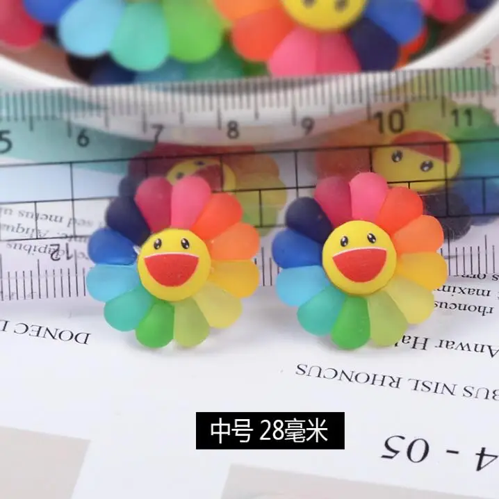 Милая смола с плоской спинкой Радуга улыбка подсолнуха лицо Кабошоны Смола Flatback