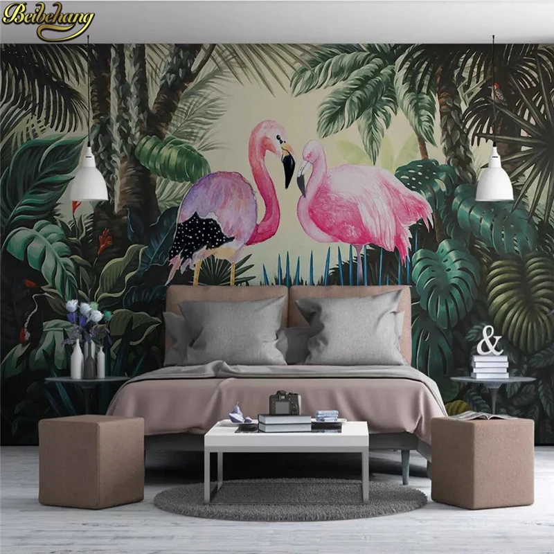 

Custom Medieval wall stickers tropical rainforest flamingo wall papers home decor photo mural art 3D wallpapers for living room