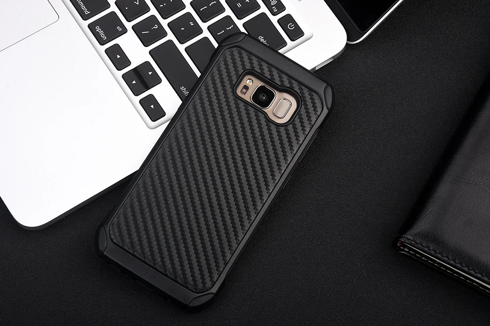 KEYSION чехол для Samsung Galaxy S8 S8 плюс карбона и оптоволокна для телефона из ПК+ ТПУ 2 in1 прочный армированный чехол для телефона защитный чехол-накладка на заднюю панель для G950 G955