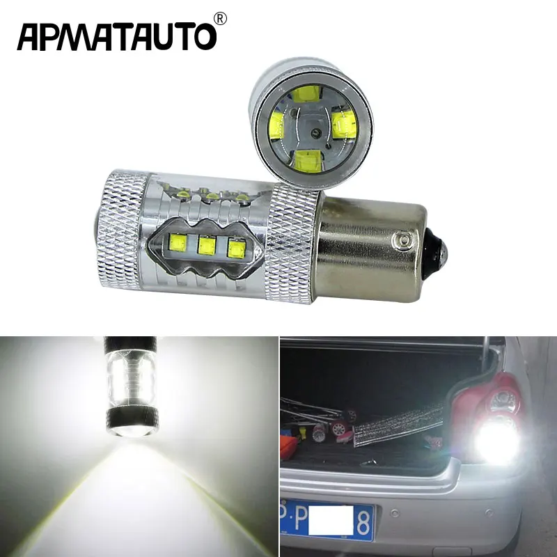 Apmatauto 2x1156 P21W BA15S для чипов XBD 80 Вт автомобильная светодиодная лампа заднего хода
