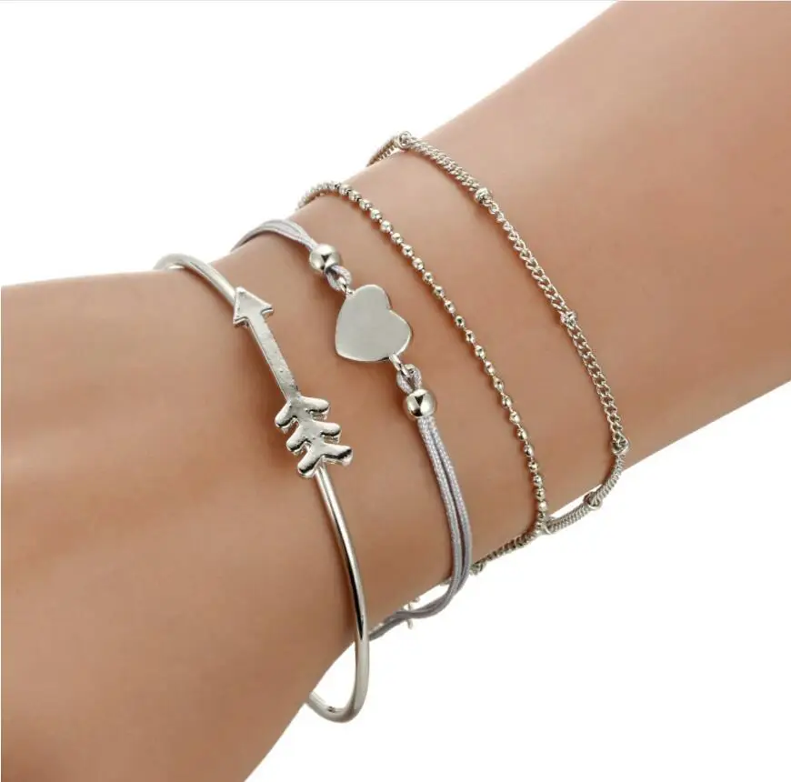 4 шт./компл. очаровательные браслеты на запястье с открывающейся стрелкой и