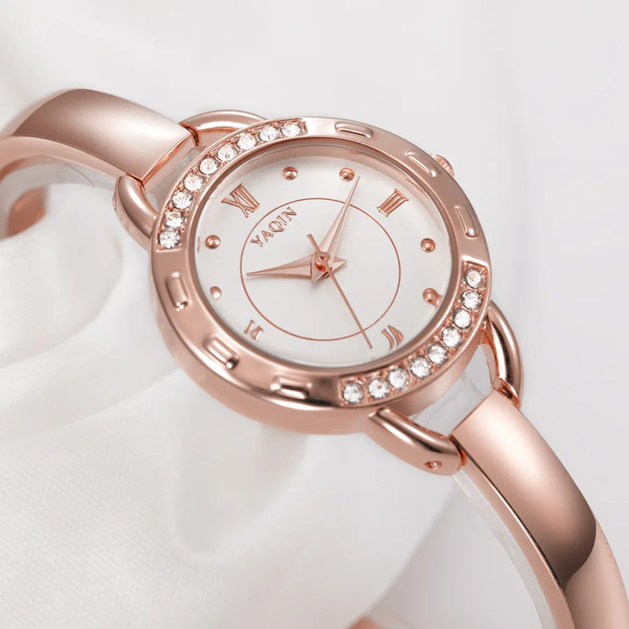 Для женщин кварцевые часы люксовый бренд розовое золото серебро стали группа