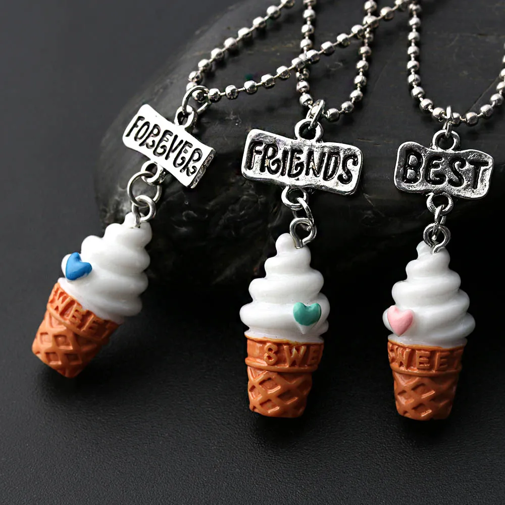3 шт./компл. Детская бижутерия детское ожерелье милое с мороженым Best Friends BFF