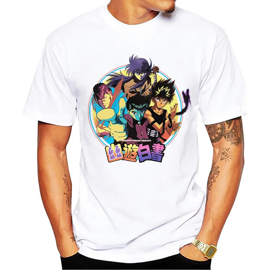 Летний персональный аниме Yu Hakusho Мужская футболка Повседневная с круглым вырезом Мужская крутая одежда больших размеров
