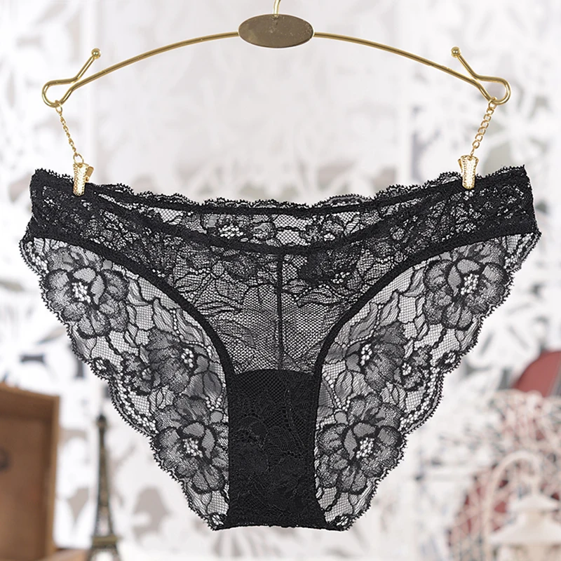 Женское нижнее белье прозрачные кружевные трусы розового цвета|transparent panties|brand