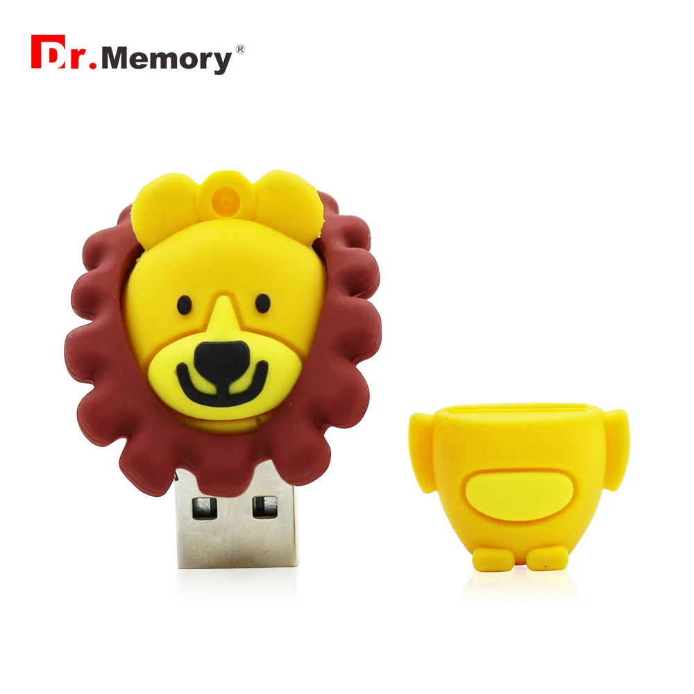 Флеш-накопитель Dr. memory с желтым изображением Льва, Usb флеш-накопитель, 128 ГБ, 64 ГБ, 32 ГБ, 16 ГБ, 8 ГБ, 4 Гб