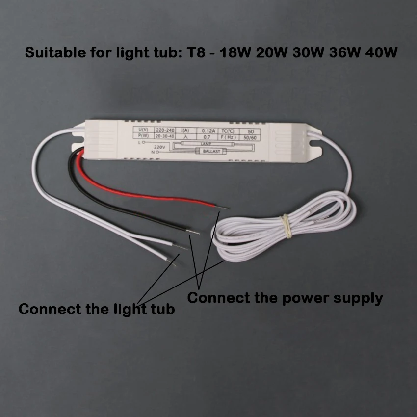 Ballast électronique Fluorescent  pour ampoule 20-40W 220V/AC  pour phare de T8  nouveau