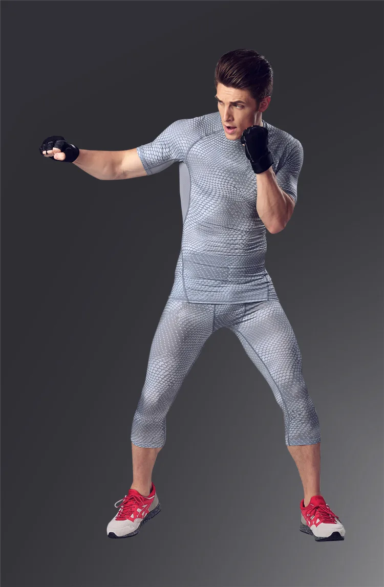 Компрессионные компрессионные колготки штаны 3/4 для бега фитнеса тренажерного