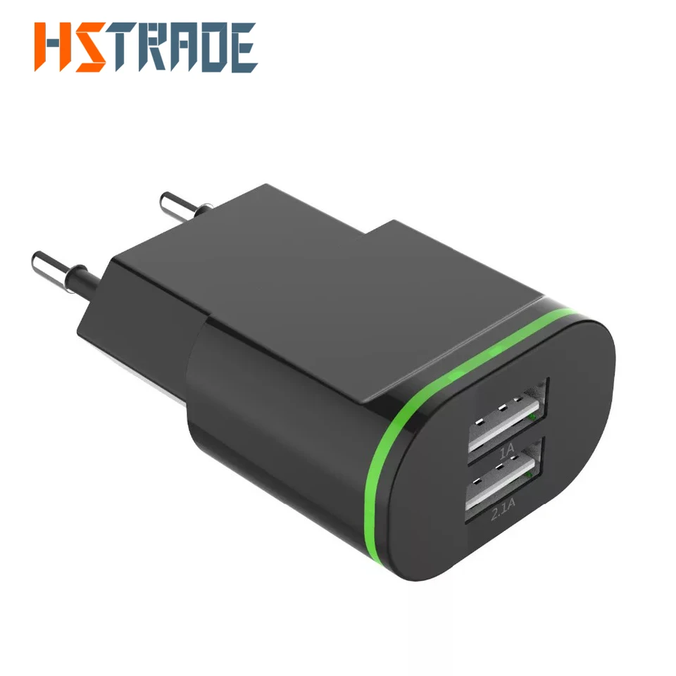 HSTRADE 5 V 2A ЕС вилка со светодиодом 2 USB адаптер для мобильного телефона настенное