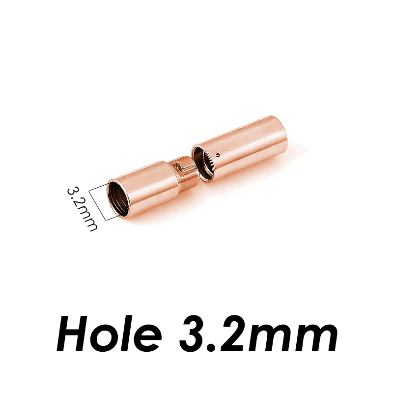 Rose gold 3.2mm 2 шт./лот Высокое качество нержавеющая сталь ювелирный разъем кожаные застежки для DIY кожаный шнурок для Подвески Браслеты Изготовление ювелирных изделий - Цвет: Rose gold 3.2mm