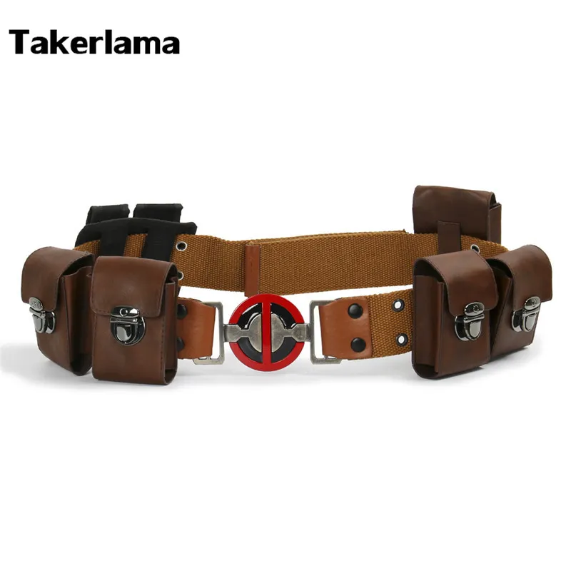 Takerlama Deadpool Belt Full Set Buckle Pouches Costume Ryan Reynolds Halloween Cospaly Props S M L XL