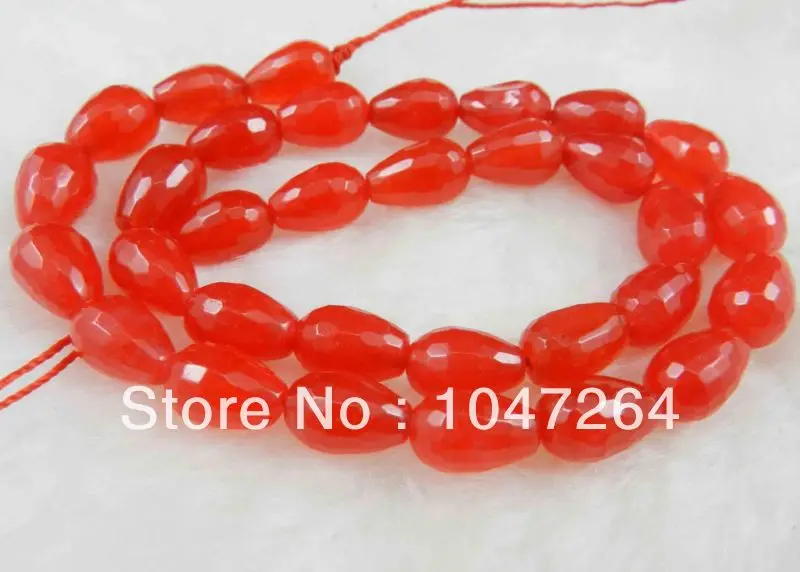 New 8x12mm Naturalred Jade Faceted Drop Loose Beads 15'' | Украшения и аксессуары