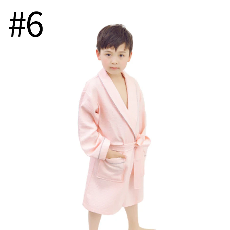 1piece Robes Lace-up Kids Robes Soft Children's Bathrobes Cotton Sleepwears Kids Pajamas Kids Homewear Solid Color Sleepwears - Цвет: style6 L