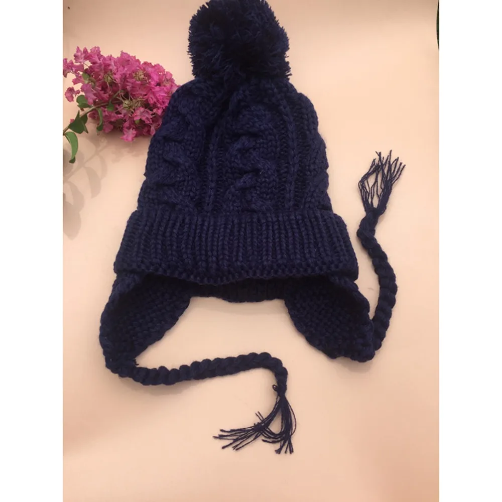 Cute Children Kids Girl &amp Boy Hat Knit Crochet Braided Winter Warm Beanie Cap Pom Ball Solid Caps | Аксессуары для одежды