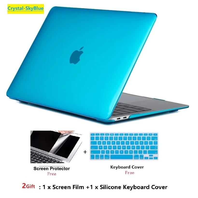 Crystal Sky Blue Пластик в виде ракушки Жесткий чехол Обложка для Apple MacBook Pro 13 дюймов Чехол выпуск A2159 A1989 A1706 A1708 - Цвет: Crystal Sky Blue
