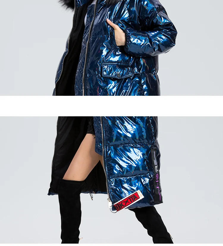 Natural Raccoon Fur Parka Winter White Duck Down Jacket Women Large Fur Collar Long Outwear New Women's Silver Down Coats