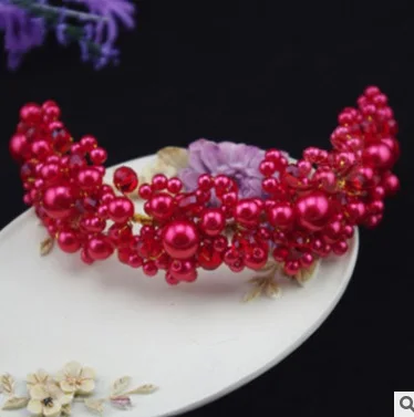 Свадебный головной убор с кристаллами ручной работы из бисера невесты жемчужные