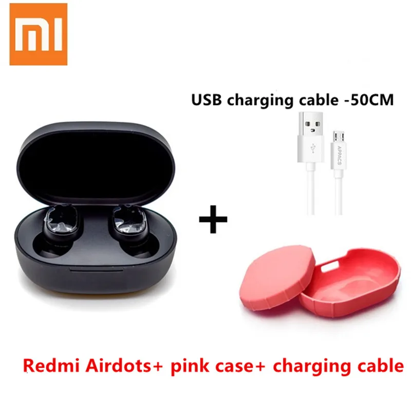 Новейший Xiaomi Redmi Airdots TWS стерео Bluetooth 5,0 наушники-вкладыши ANC и микрофон hands-free наушники AI управление - Цвет: n pink case n cable