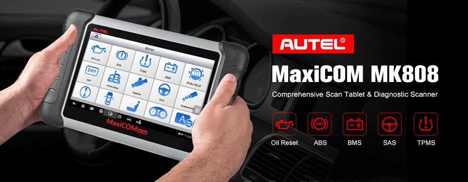 Autel MaxiCOM MK808 MX808 автомобильный диагностический инструмент вся система программирования ключей OBD2 II сканер ABS SRS as MD802+ maxichek Pro