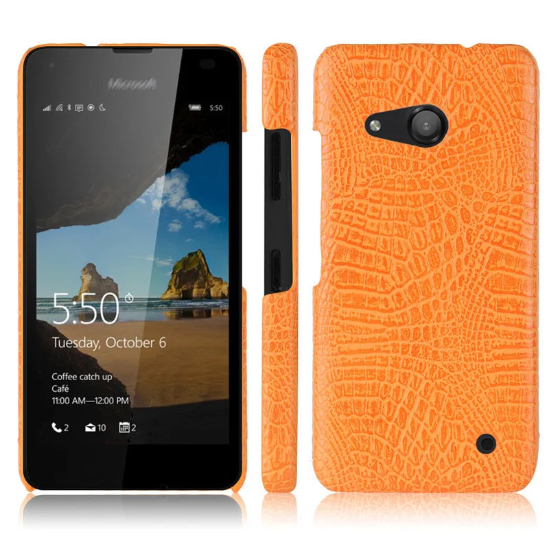 Чехол бампер из крокодиловой кожи для Microsoft Nokia Lumia 550 Жесткий поликарбоната с