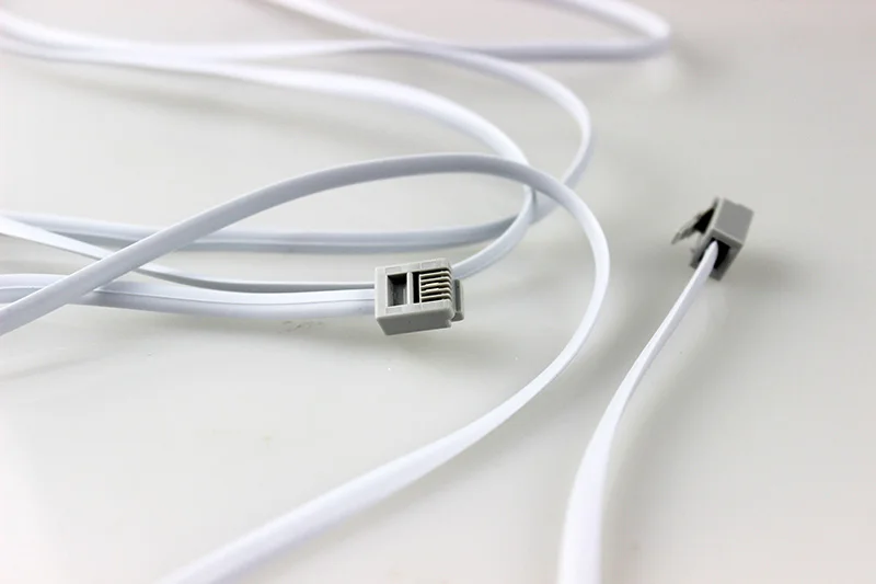 2 м телефонный кабель RJ11 6P2C телефон 26AWG бескислородная медная проволока REACH/ROHS белый плоский провод анти-разрыв кристалл вилка