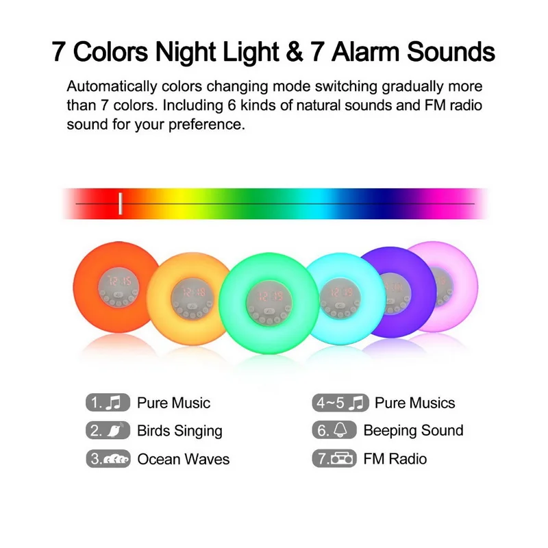 Светодиодный светильник Sunrise Wakeup, белый, теплый белый, RGB, будильник, светильник, FM, цифровой радио, светодиодный, Ночной светильник, меняющий цвет, лампа для сна